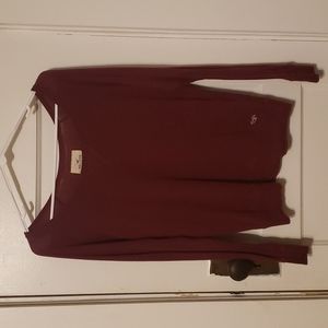 S Hollister Long Sleeve Blouse in Maroon.